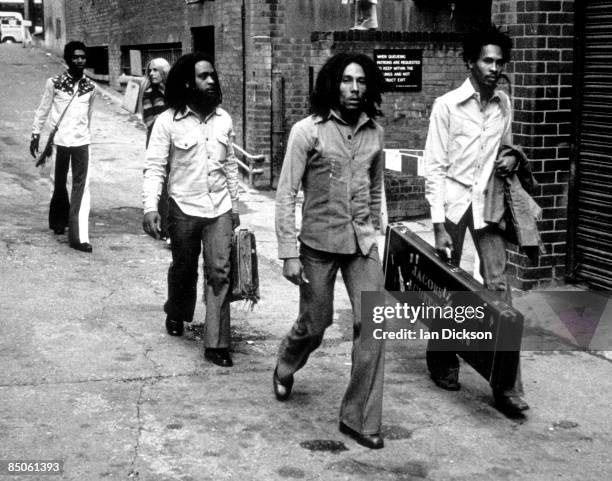 Photo of Bob MARLEY and WAILERS, Bob Marley and the Wailers arriving at Birmingham Odeon