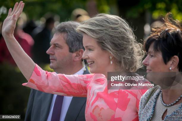 King Philippe of Belgium and Queen Mathilde of Belgium visit the Babybus project, a mobile crche with a social-economic function, in the Province of...