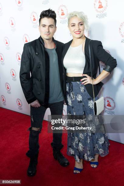 Musical Artists, Luis Mitre and Andrea Sandoval, the Group Mitre attend the Latin GRAMMY Acoustic Sessions With Becky G, Camila And Melendi at The...