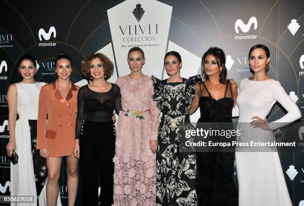 Andrea Duro, Paula Usero, Adriana Ozores, Marta Hazas, Marta Torne, Monica Cruz and Megan Montaner pose during a photocall for the premiere of...