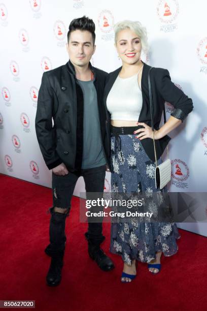 Musical Artists, Luis Mitre and Andrea Sandoval, the Group Mitre attend the Latin GRAMMY Acoustic Sessions With Becky G, Camila And Melendi at The...