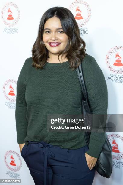 Host and Radio Personality Karli Henriquez attends the Latin GRAMMY Acoustic Sessions With Becky G, Camila And Melendi at The Novo by Microsoft on...