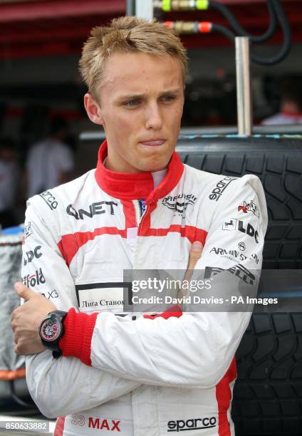 Marussia driver Max Chilton during practice at the Circuit de Catalunya, Barcelona.