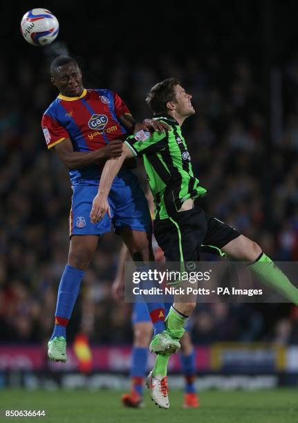 Brighton & Hove Albion's Dean Hammond and Crystal Palace's Kagisho Dikgacoi battle for the ball