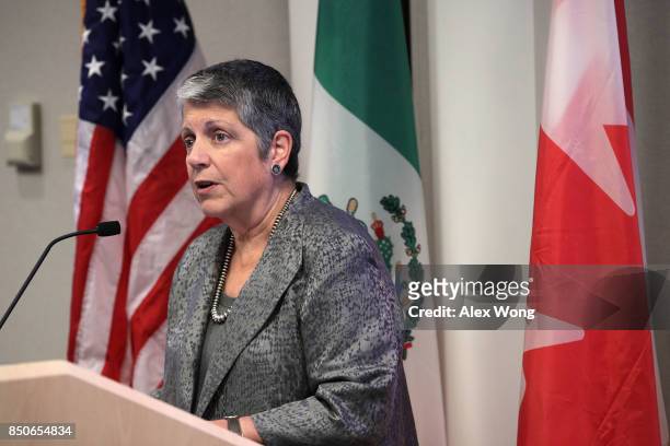 President of the University of California and former U.S. Secretary of Homeland Security Janet Napolitano speaks during a forum September 21, 2017 in...