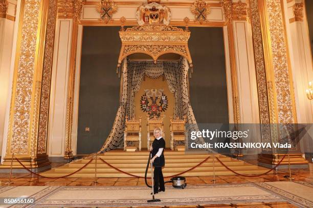 In the Grand Palais, the throne room of the Order of Saint Andrew is photographed for Paris Match on april 21, 2017 in Moscow, Russian Federation.