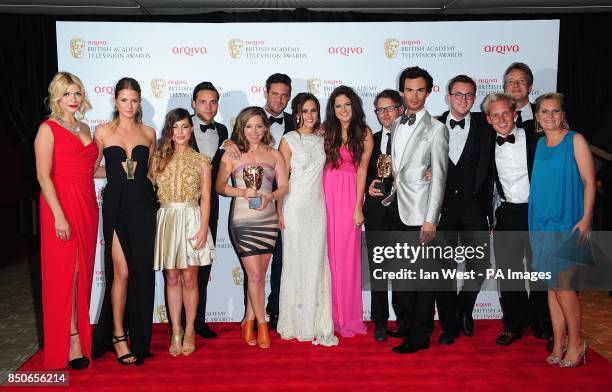 Presenter Holly Willoughby with the cast of Made in Chelsea with the Reality and Constructed Factual Award for Made in Chelsea, at the Arqiva British...