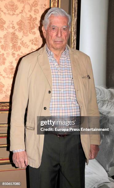 Writer Mario Vargas Llosa attend the 'Conversacion en Princeton' press conference at Casa de America on September 20, 2017 in Madrid, Spain.