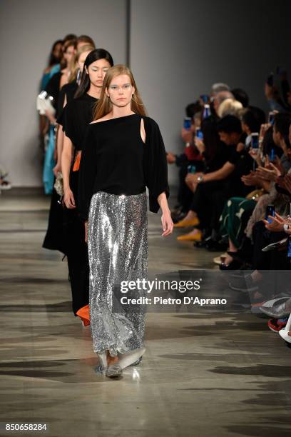 Models walk the runway during Finale at the Anteprima show during Milan Fashion Week Spring/Summer 2018 on September 21, 2017 in Milan, Italy.