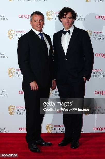 Stephen Mangan and Matt Le Blanc in the press room at the Arqiva British Academy Television Awards 2013 at the Royal Festival Hall, London.