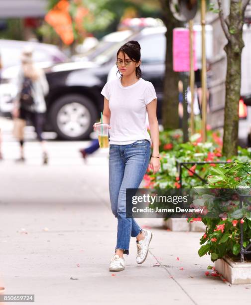 Selena Gomez seen on location for Woody Allen's untitled movie on the Upper East Side on September 20, 2017 in New York City.