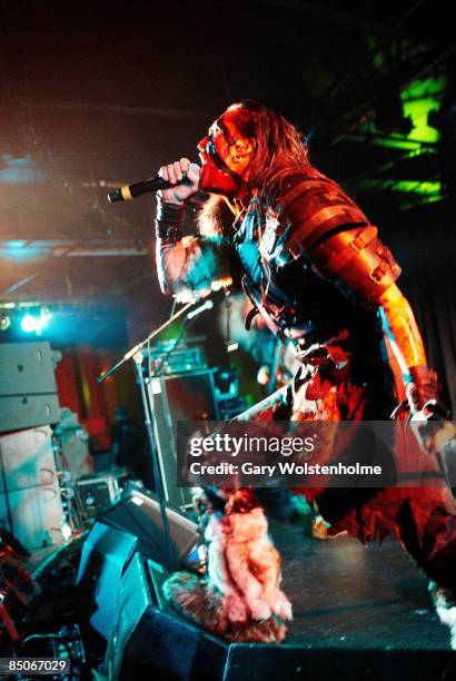 Photo of TURISAS; Mathias "Warlord" Nygard performing