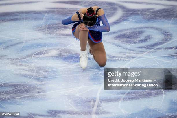 Ye Lim Kim of Korea competes in the Junior Ladies Short Program during day one of the ISU Junior Grand Prix of Figure Skating at Minsk Arena on...