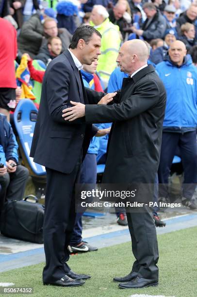 Crystal Palace manager Ian Holloway and Brighton & Hove Albion manager Gustavo Poyet shake hands before kick-off