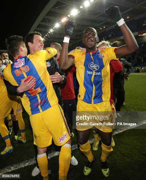 Crystal Palace's Joel Ward and Yannick Bolasie celebrate after the final whistle