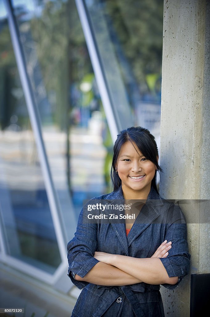 Casual outdoor portrait of businesswoman