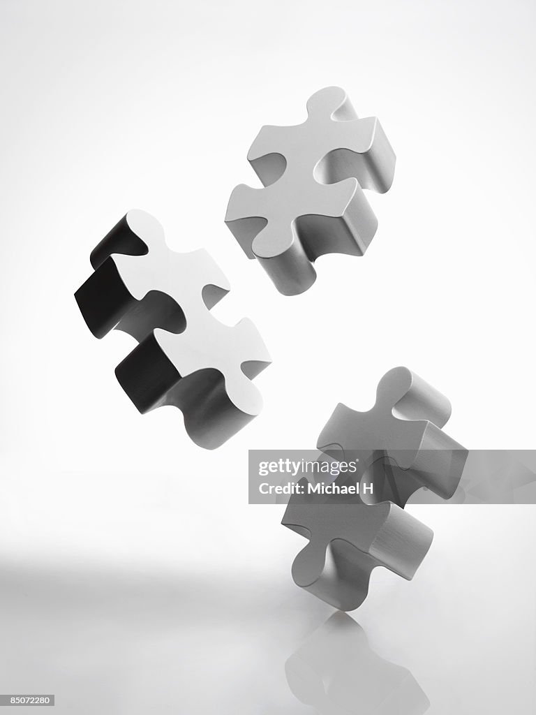 Pieces of white jigsaw puzzle