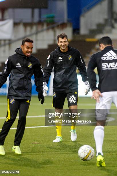 Kyriakos Stamatopoulos, goalkeeper of AIK during the Allsvenskan match between GIF Sundsvall and AIK at Norrporten Arena on September 21, 2017 in...