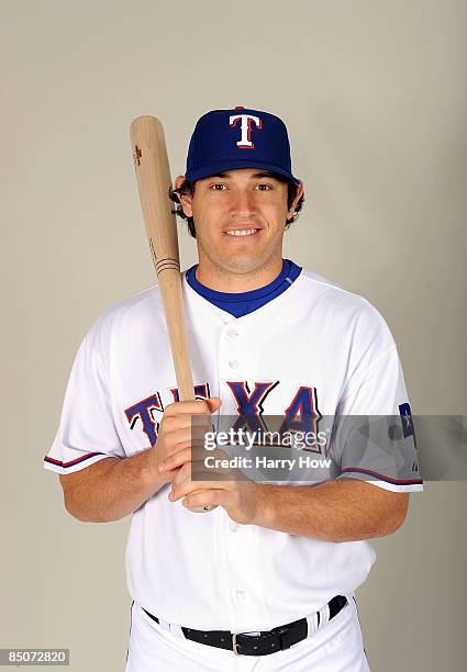 Ian Kinsler of the Texas Rangers poses during photo day at Surprise Stadium on February 24, 2009 in Surprise, Arizona.