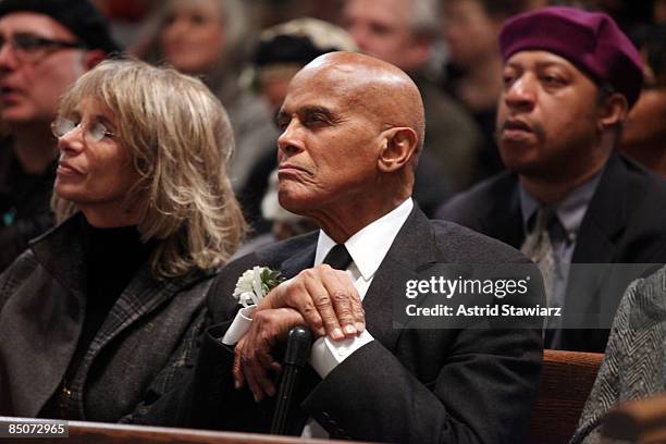 Actor Harry Belafonte attends the memorial celebration for Odetta at Riverside Church on February 24, 2009 in New York City.