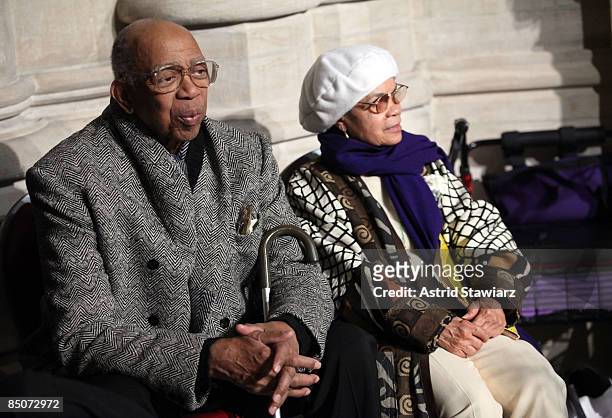 Choreographer Geoffrey Holden and Sonia Sanchez attends the memorial celebration for Odetta at Riverside Church on February 24, 2009 in New York City.