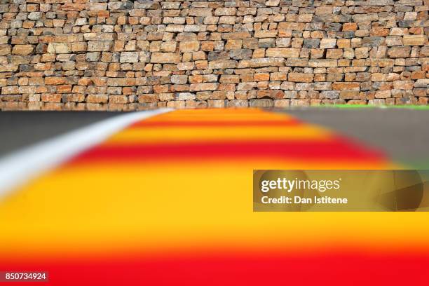 General view of the stone wall at turn 13 during previews for the MotoGP of Aragon at Motorland Aragon Circuit on September 21, 2017 in Alcaniz,...