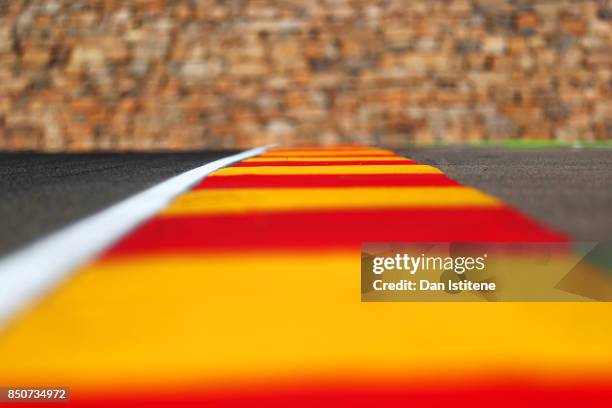 General view of the iconic stone wall at turn 13 during previews for the MotoGP of Aragon at Motorland Aragon Circuit on September 21, 2017 in...