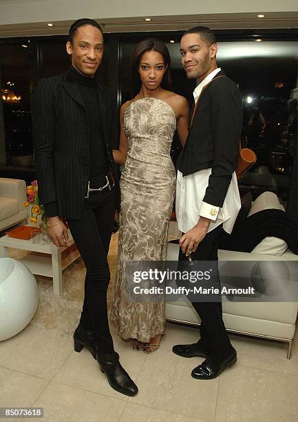 Trevon Warren, Marcia Mitchell wearing Maggie Norris Couture and Jerome Fulton attend Tracy Stern and Maggie Norris Couture's kick-off party Soiree...