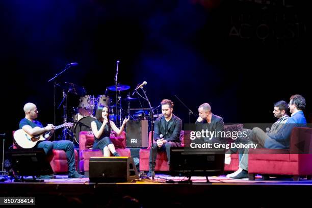 Gian Marco, Becky G, Guest, Mario Domm and Melendi and Gabriel Abaroa attend the Latin GRAMMY Acoustic Sessions With Becky G, Camila And Melendi at...