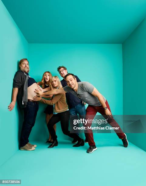 Actors Dan Harmon, Sarah Chalke, Spencer Grammer, Justin Roiland and writer/producer Ryan Ridley from Rick and Morty are photographed for...