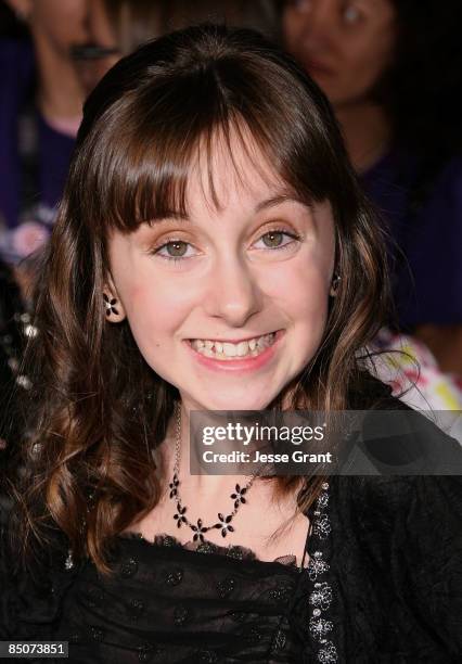 Actress Allisyn Ashley Arm arrives at the Los Angeles premiere of "Jonas Brothers: The 3D Concert Experience" at the El Capitan Theatre on February...