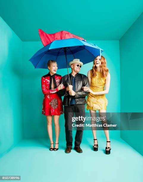 Actors Pom Klementieff, Michael Rooker and Karen Gillan from Guardians of the Galaxy, Vol. 2 are photographed for Entertainment Weekly Magazine on...