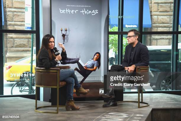 Actress Pamela Adlon visits the Build Series with moderator Ricky Camilleri to discuss her show "Better Things" at Build Studio on September 21, 2017...