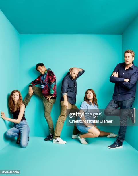 Lauren Lapkus, Howard Kremer, Paul Scheer, Scott Auckerman and Kulap Vilaysack from Earwolf Podcast Panel are photographed for Entertainment Weekly...