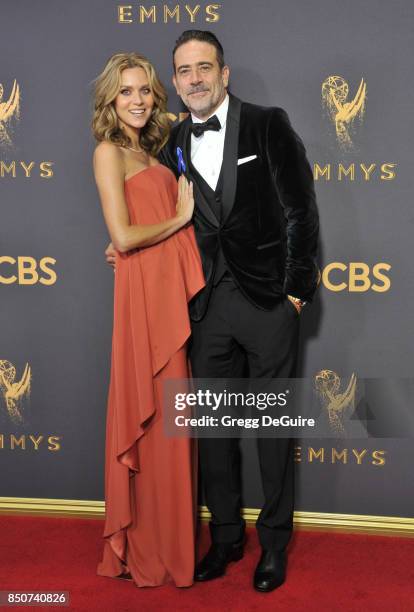 Hilarie Burton and Jeffrey Dean Morgan arrive at the 69th Annual Primetime Emmy Awards at Microsoft Theater on September 17, 2017 in Los Angeles,...