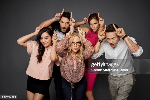 Actors Aimee Garcia, Tom Ellis, Rachael Harris, Tricia Helfer and Kevin Alejandro from Lucifer are photographed for Entertainment Weekly Magazine on...