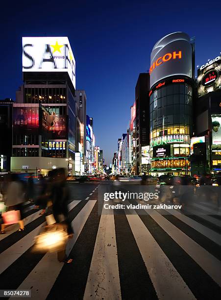 tokyo ginza - ginza crossing stock pictures, royalty-free photos & images