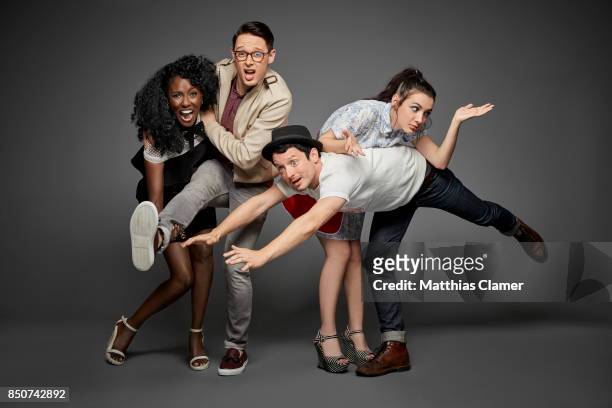 Actors Jade Eshete, Samuel Barnett, Hannah Marks and Elijah Wood from Dirk Gently's Holistic Detective Agency are photographed for Entertainment...