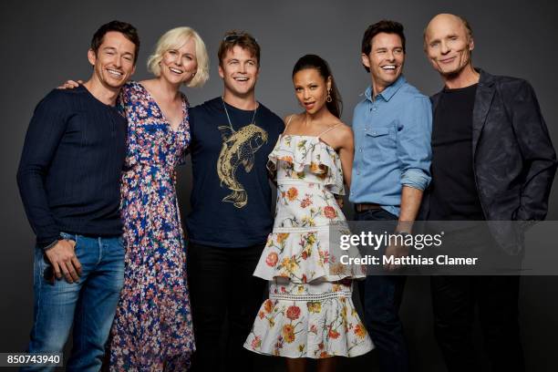 Actors Simon Quarterman, Ingrid Bolso Berdal, Luke Hemswortth, Thandie Newton, James Marsden and Ed Harris from Westworld are photographed for...