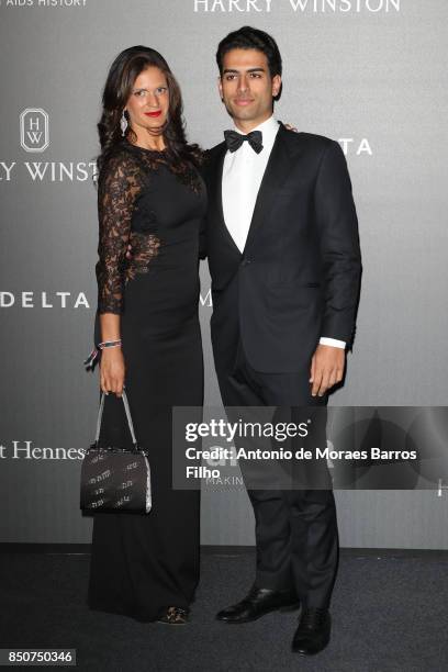 Veronica Berti and Amos Bocelli walk the red carpet of amfAR Gala Milano on September 21, 2017 in Milan, Italy.