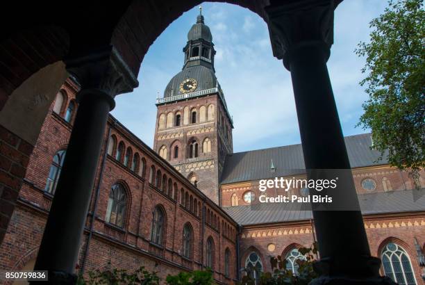 cloister, dome church, historical center of riga. latvia - riga stockfoto's en -beelden