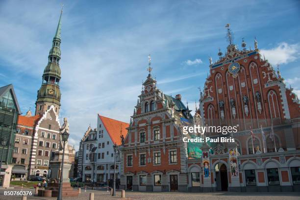 riga town hall square, house of the blackheads - riga stock pictures, royalty-free photos & images