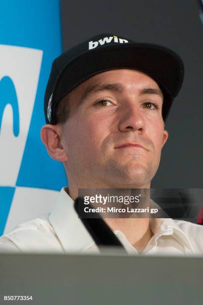 Xavier Simeon of Belgium smiles during the press conference during the MotoGP of Aragon - Previews at Motorland Aragon Circuit on September 21, 2017...