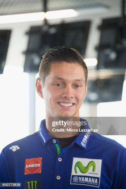 Michael Van Der Mark of Netherlands and Movistar Yamaha MotoGP smiles in media center during the MotoGP of Aragon - Previews at Motorland Aragon...