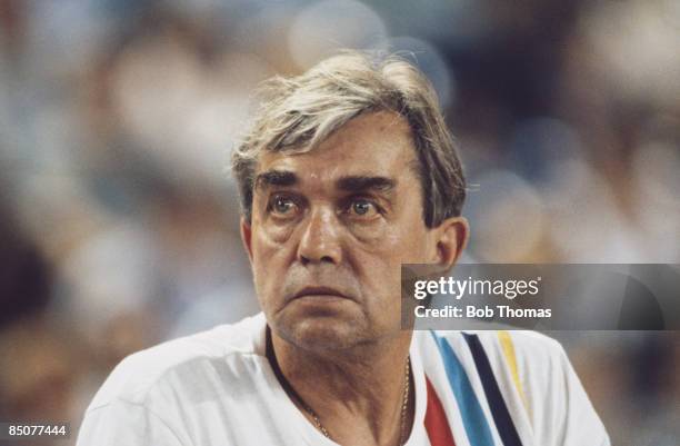 Former footballer Ernst Happel , the coach of Hamburger SV, circa 1985.