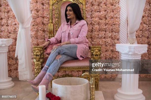 Singer Helly Luv poses at her beauty salon, Luvion on September 21, 2017 in Erbil, Iraq. Helly Luv sings a new song to support the Kurdistan...