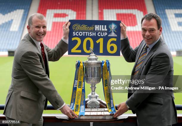 Scottish FA Chief Executive Stewart Regan with William Hill's Chef Marketing Officer Kristof Fahy after announcing William Hill's new two-year...
