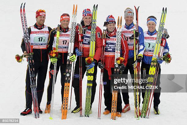 Axel Teichmann and Tobias Angerer of Germany, Ole Vigen Hattestad, Johan Kjoelstad of Norway, and Ville Nousiainen and Sami Jauhojaervi of Finland...