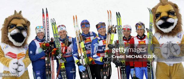 Lina Andersson and Anna Olsson of Sweden, Aino Kaisa Saarinen and Virpi Kuitunen of Finland and Arianna Follis and Marianna Longa of Italy are...