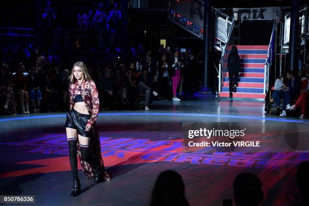 Gigi Hadid walks the runway at the Tommy Hilfiger Ready to Wear Spring/Summer 2018 fashion show during London Fashion Week September 2017 on...